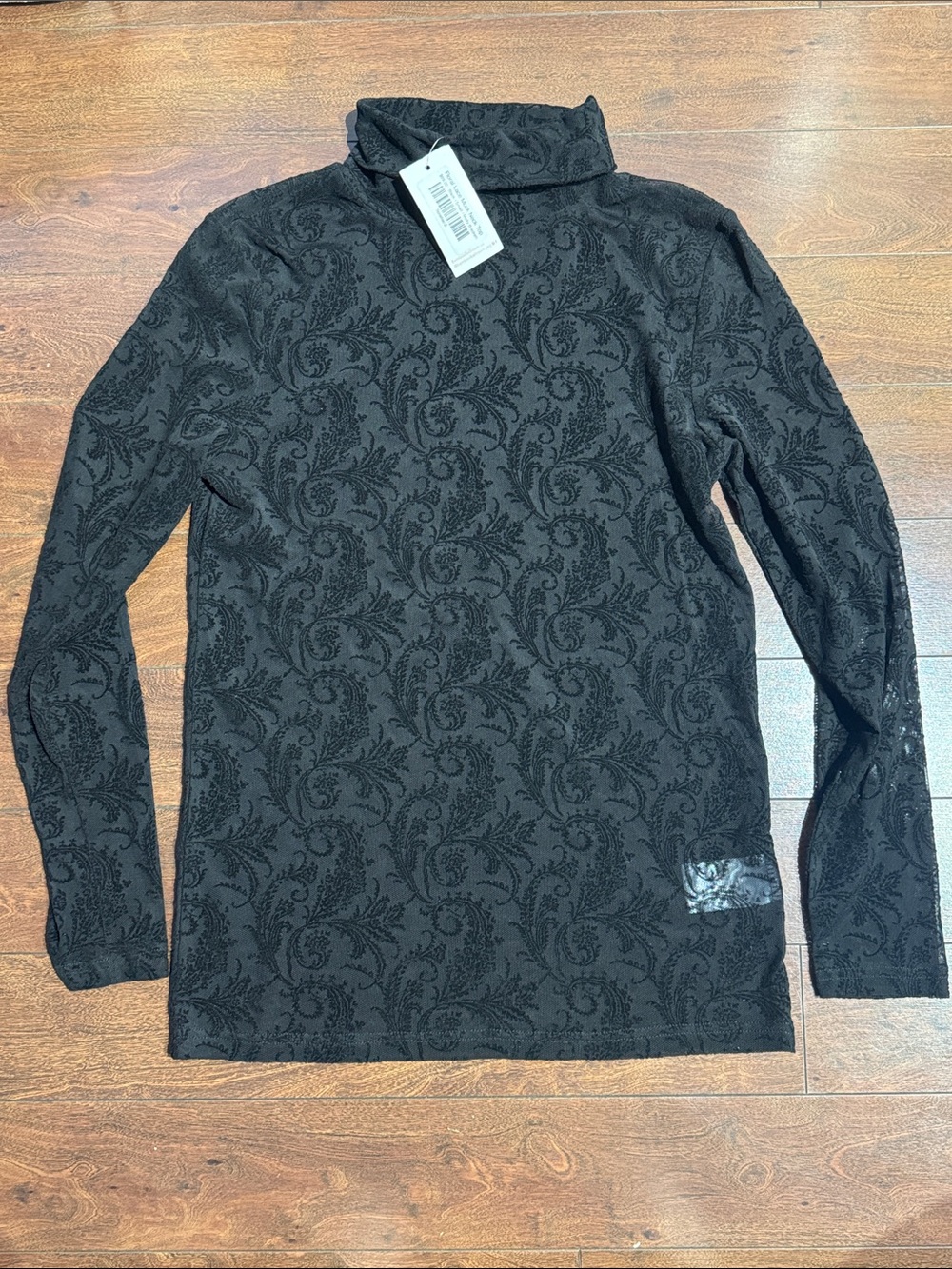 BNWT Molly Bracken Mesh Lace Turtleneck Long Sleeve Top